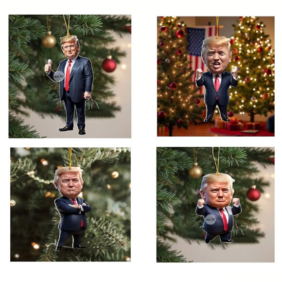Set of (4) 2024 DONALD TRUMP ORNAMENTS - 2D Acrylic - Limited Quantity - MAGA - Picture 1 of 8